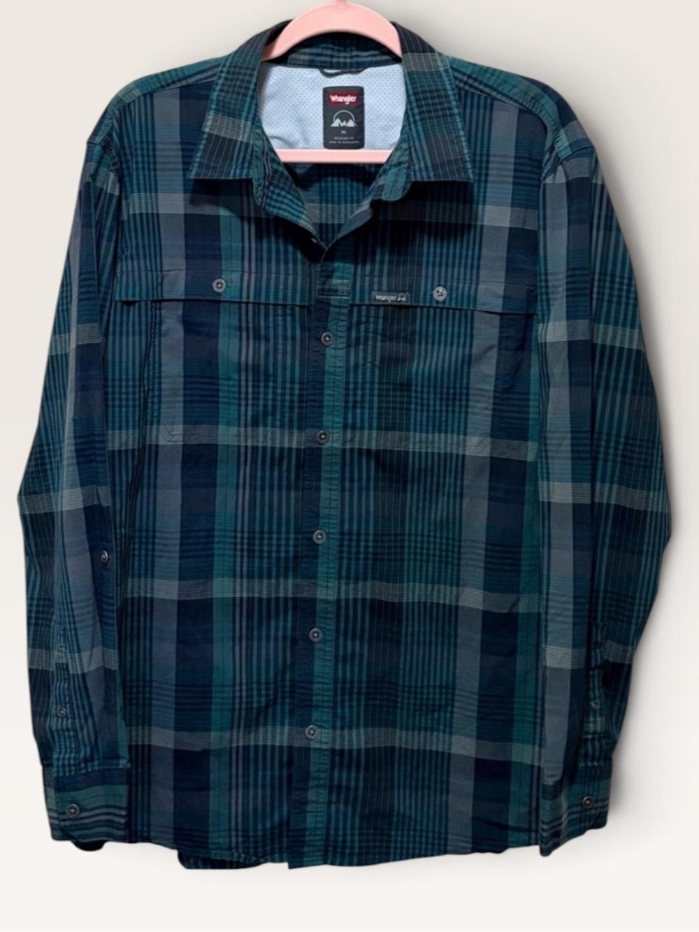 Wrangler ATG Plaid Performance Button Down Shirt Men’s XL